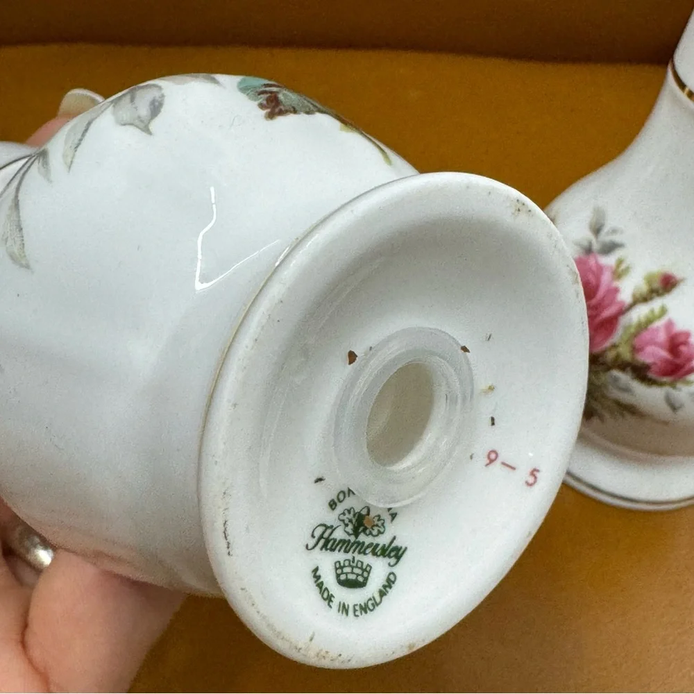 Bone China Salt & Pepper Set Grandmother's Rose by Hammersley Made in England
